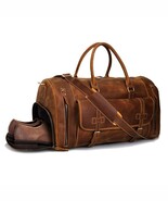 Travel Bag with shoe Pouch Weekend Bag Leather Duffle bag with shoe Comp... - €136,28 EUR+