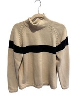 Vtg GAP Mens Sweater Cream Navy Blue Stripe Rolled Neck 100% Cotton Sz XS - £27.97 GBP