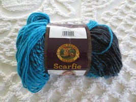 5.3 Oz. Skein Lion Brand Scarfie 78% Acrylic 22% Wool Charcoal Aqua 5 Bulky Yarn - £7.87 GBP