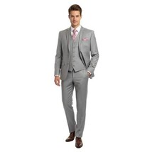 Mens Three Piece Suit Vested VITALI Soft Fabric With Sheen M3090 Stone Gray 3pc image 9