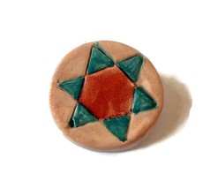 Artisan Ceramic Star Brooch Pin For Women Clothing Hand Painted Handmade... - $17.42