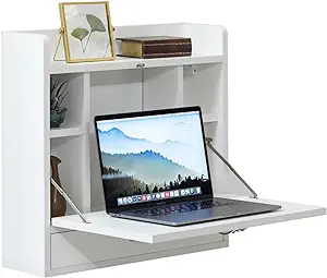 Wall Mount Folding Laptop Writing Computer Or Makeup Desk With Storage S... - $198.99
