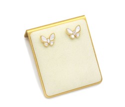 White Pearl Butterfly Stud Earrings, Sku#LD351 - $5.99