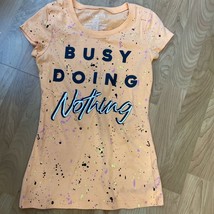 Wound Up Retro Splatter T Shirt &quot;Busy Doing Nothing&quot; Size Small - £7.12 GBP