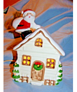Vintage Lighted Christmas House w/Santa on the Roof at Chimney-Made in T... - $20.00