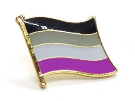Enamel Pin Badge Asexual Ace Pride Wavy Flag Gold Plated  LGBTQ - £3.77 GBP