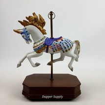 Carousel Horse Music Box Vtg 1987 ILLIONS #6607 Wind Up Equestrian Repli... - $33.71 CAD