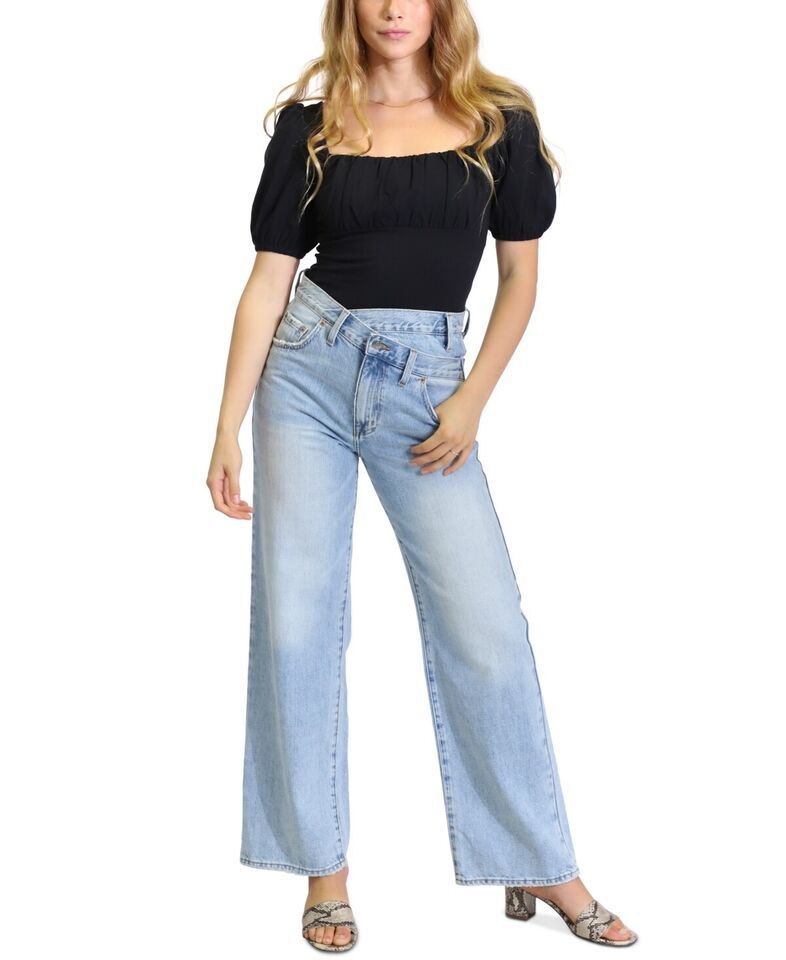 MSRP $49 Kit &amp; Sky Puff-Sleeve Bodysuit Black Size XS - $18.52