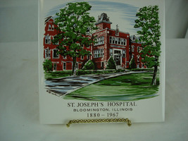 Vintage St Joseph&#39;s Hospital 1880-1967 Tile Trivet Coaster Bloomington Ill OSF  - £11.96 GBP