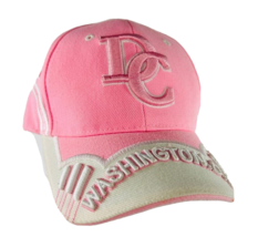 Washington DC Pink White Baseball Cap Hat 3D Embroidered Adjustable USA - £19.65 GBP