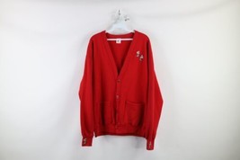 Vintage 90s Streetwear Womens One Size Faded Mouse Cardigan Sweatshirt Red USA - £31.18 GBP