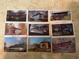 Vintage Lot Of 9 Postcards Covered Bridges Bedford County Pennsylvania - £8.69 GBP