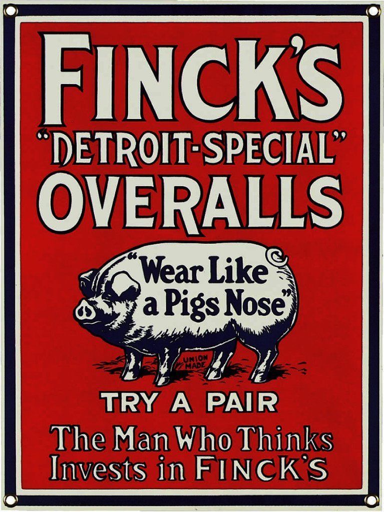 Primary image for Finck's Overalls Porcelain Sign