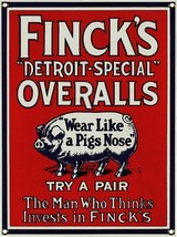 Finck's Overalls Porcelain Sign - $40.00