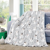 Pinkinco Winter White Cartoon Snowman with Topper Flannel Throws Blanket, Warm - £51.46 GBP