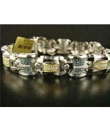 7.40 Ct Simulated Sapphire &amp; Diamond Men&#39;s Tennis Bracelet 925Silver Gol... - $322.63 CAD