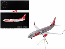 Boeing 737-300 Commercial Aircraft &quot;Jet2&quot; (G-GDFG) Gray Metallic with Red Tail &quot; - $126.01