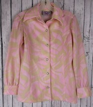 LILLI RUSSELL Vtg 60s Simple Mod Womens Tank &amp; Jacket Set Pink &amp; White Green  - £21.30 GBP