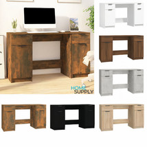Modern Wooden Home Office Computer Desk Laptop Table With 2 Drawers Cupboards - £163.09 GBP+