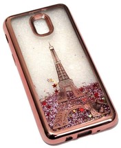 For Samsung Galaxy J3 2018 Rose Gold Paris Eiffel Tower Glitter Star Liquid Case - £24.99 GBP