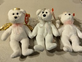 Ty Christmas Ornament Jingle Beanies Winged Angel White Bears Halo, Halo 2, and  - $34.95