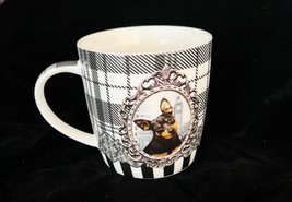 Barracco Porcelain Easy Life Dog Mug Doberman Black/White Plaid Signed D... - $190.14 MXN