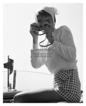 Audrey Hepburn Celebrity Actress In Skirt Holding Camera 8X10 Photo Reprint - £6.67 GBP