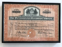 Framed The Pennsylvania Railroad Company Stock Certificate - £31.38 GBP