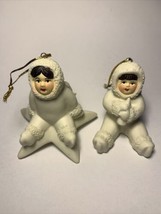 Vintage Arctic Kids of Alaska Bisque Porcelain Angel Eskimo Ornaments Set of 2 - £7.96 GBP