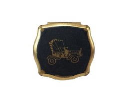 Vintage Small Stratton Portable Ash Tray Box Black Enamel Gold Trim England  - £15.23 GBP