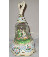 wIND UP Music Box Swan Snow Globe Roses Heart on top - £25.24 GBP
