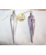 Vintage Lot of 2 Inge Glas Silver Purplish Icicle Glass Christmas Orname... - $530.36 MXN
