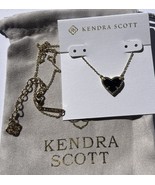 ✨New Kendra Scott Ari Heart Black Drusy Pendant Necklace Gold Plated ✨ - $743.54 MXN