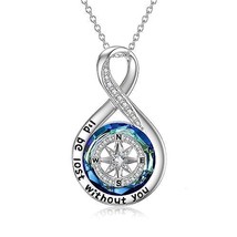 I&#39;d be Lost without You Compass Necklace SterlingSilver Infinity Compass Pendant - £102.86 GBP+