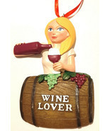 Female Wine Lover Ornament Blonde Girl Gift Cute Fun Christmas Napa Valley - $14.82