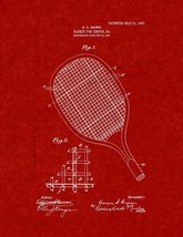 Racket For Tennis Patent Print - Burgundy Red - $7.95+