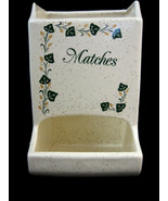 Match Holder Safe Wall Pocket Ivy Design Mid Century Country White Green... - £24.25 GBP