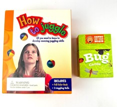 2 Fun Toys: How to Juggle w/Book &amp; 3 Balls + Bug Cards Game.  Very Good ... - $17.81