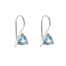 Sterling Silver Triangle Shaped Earrings - Blue Topaz - £43.28 GBP
