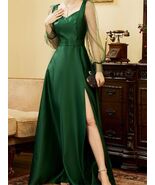 Sweetheart Thigh-High Slit Dress Flare Sleeve Floor Length Exquisite Eve... - $108.00