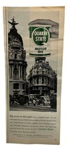Quaker State Motor Oil Vintage 1958 Print Ad On the Road Madrid Spain - £11.95 GBP