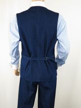 Men Denim Suit Royal Diamond 3 Piece vested Wide Leg Pleated Pants Den10 Blue image 5