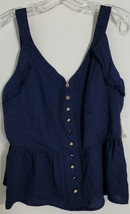 Masion Jules Navy/Blue Sleeveless Gold Button Tank Top Size Large - $22.00