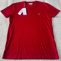 Lacoste Red Short Sleeve 100% Pima Cotton V-Neck Jersey T-Shirt Size M NWT - $47.38 CAD