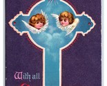 Viola Croce Angeli Stella Pasqua Blessings Embosed Unp DB Cartolina L17 - $6.10