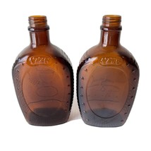 Vintage Log Cabin Syrup Bottles 1976 Glass Bicentennial Amber Eagle Bell NO CAPS - £7.90 GBP