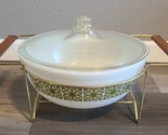 PYREX #404 Verde Square Floral Green Flower 4 QT Mixing Bowl Lid Stand C... - $105.46