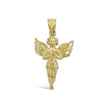 Praying Baby Angel Pendant 10k Yellow Gold Charm 1.3&quot; - £150.05 GBP