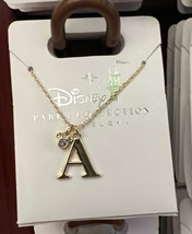 Disney Parks Mickey Mouse Faux Gem Letter A Gold Color Necklace NEW image 2