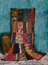 Handcrafted Queen-Sized Guatemalan Huipile Patchwork Quilt Set with Matc... - $493.74